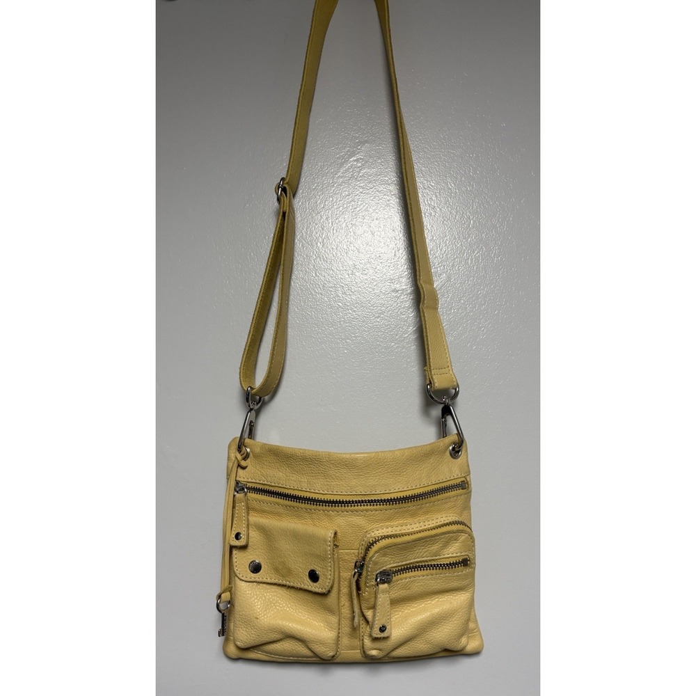 Fossil Women's Zip Pebbled Leather Crossbody Bag Buttercream Yellow Cute